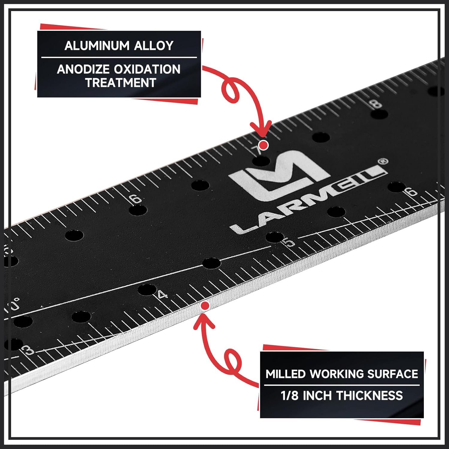 12 Inch Framing Square Carpenter Square, Tri Square Tool, Try Square for Woodworking, T Square Ruler, L Square Ruler, Right Angle Ruler,Framing Tools, Anodized Ruler Body, Black & Black - Image 6