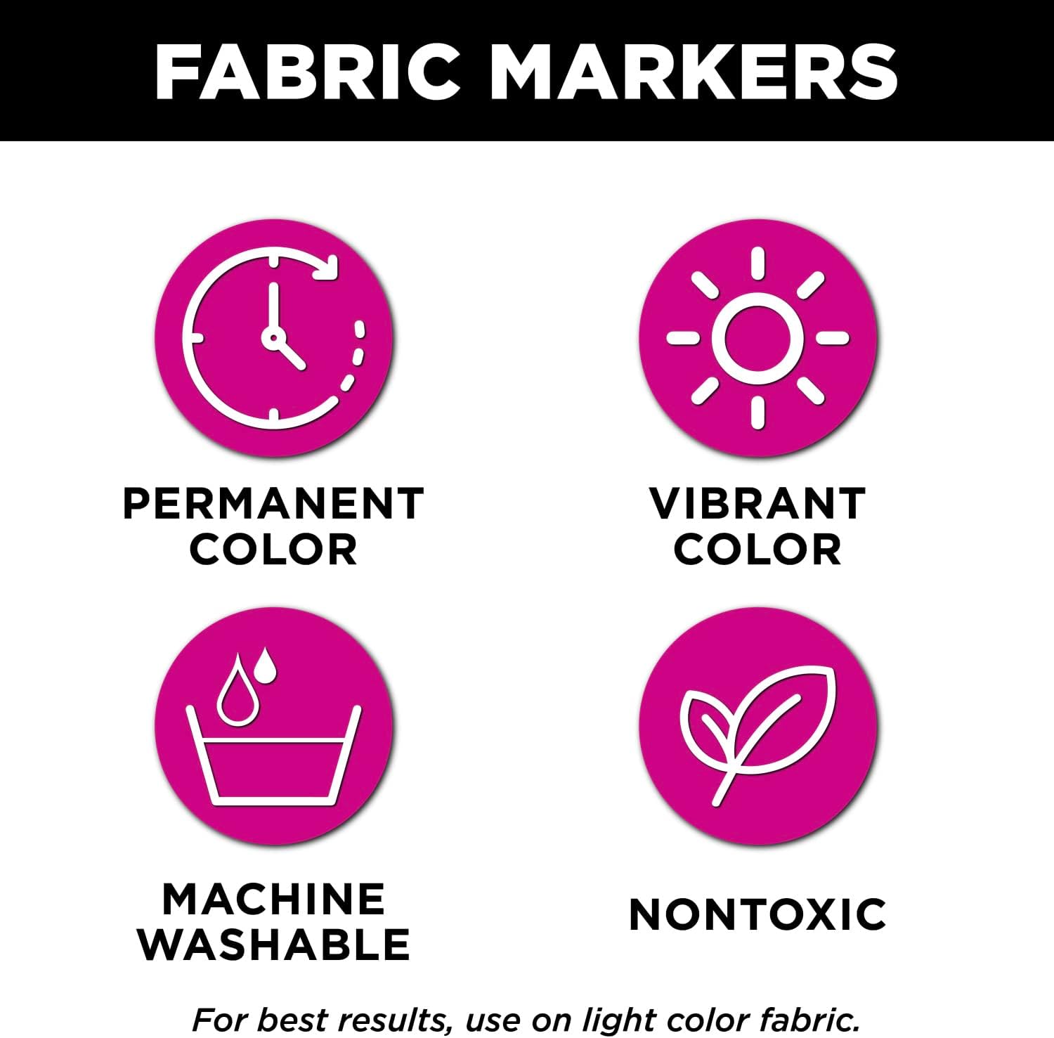 Tulip Permanent Nontoxic Fabric Markers Neon 6 Pack - Large Bullet Tip, Child Safe, Minimal Bleed & Fast Drying - Premium Quality for T-shirts, Clothes, Shoes, Bags & Other Fabric Materials - Image 4