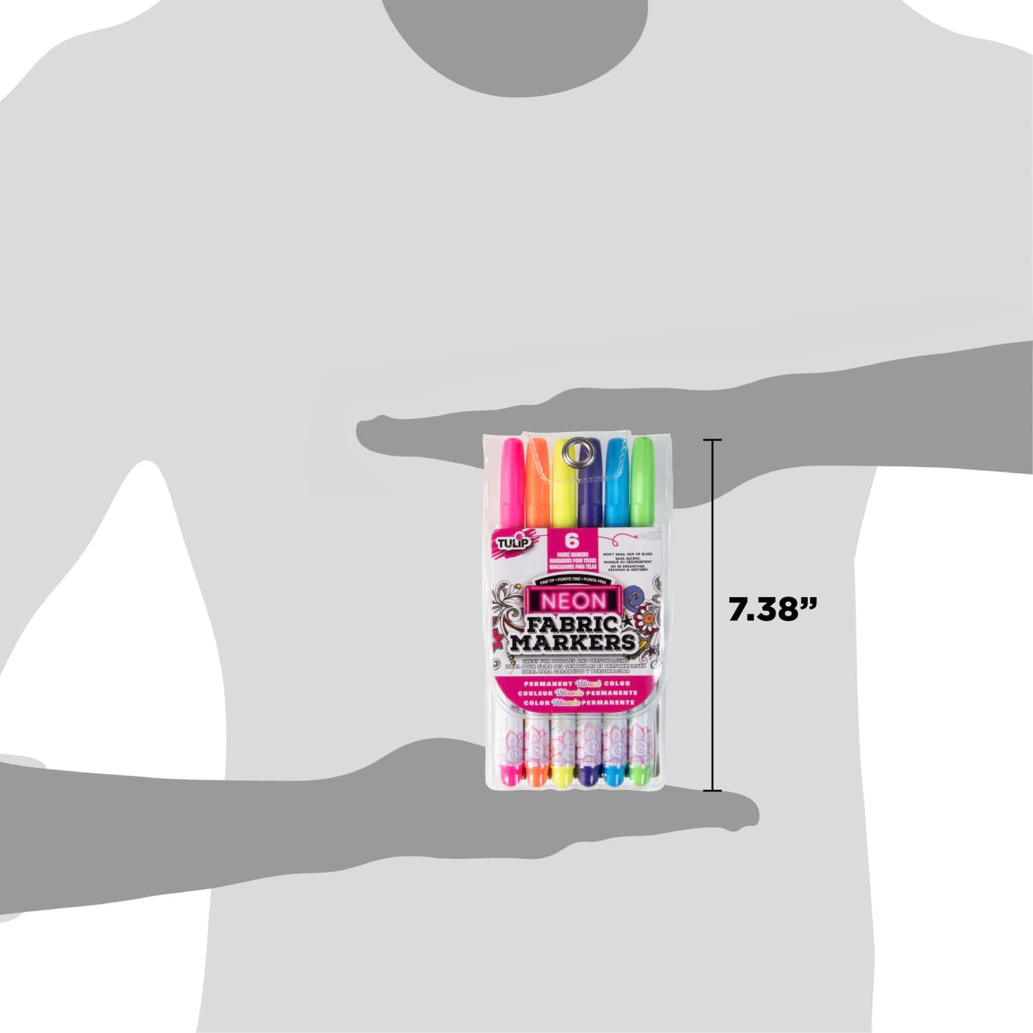 Tulip Permanent Nontoxic Fabric Markers Neon 6 Pack - Large Bullet Tip, Child Safe, Minimal Bleed & Fast Drying - Premium Quality for T-shirts, Clothes, Shoes, Bags & Other Fabric Materials - Image 8